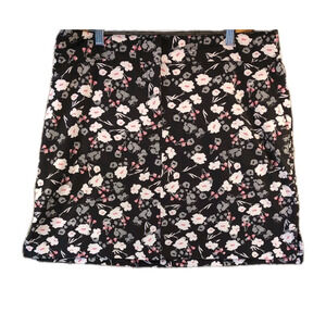 Izod Golf Skort Sz 10 Black Floral Mini Skirt Built-In Shorts Pockets Stretch